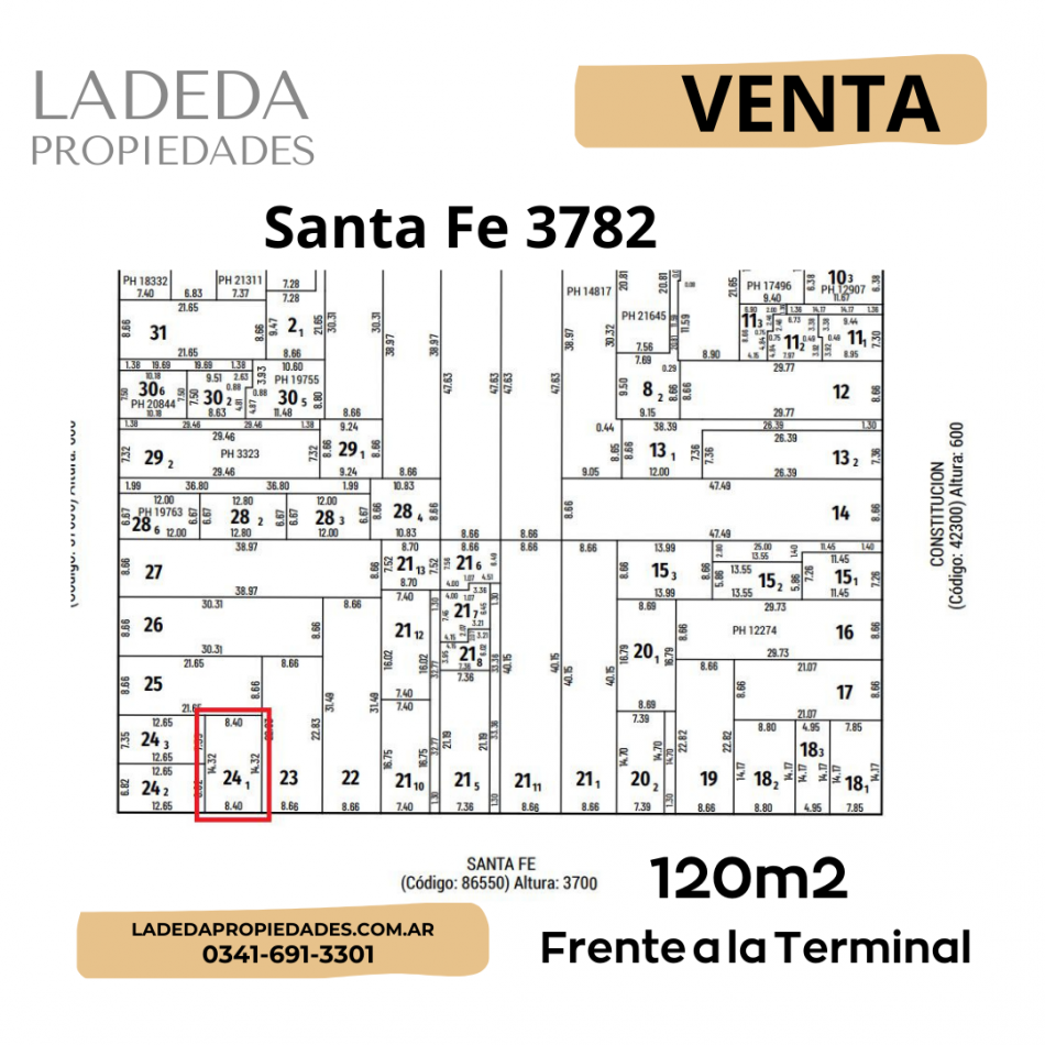 Lote para Edificar en Av. Santa Fe 3782