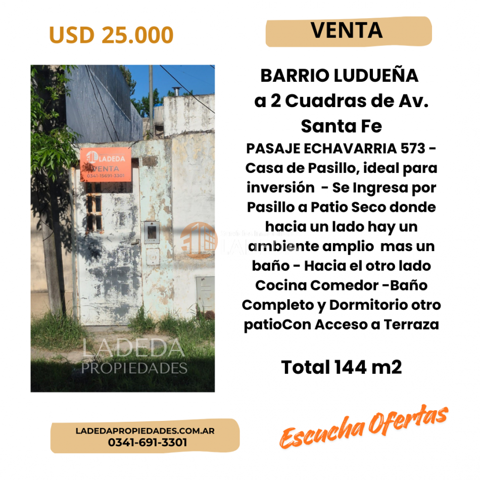 CASA DE PASILLO A 2 CUADRAS DE AV. SANTA FE 4800