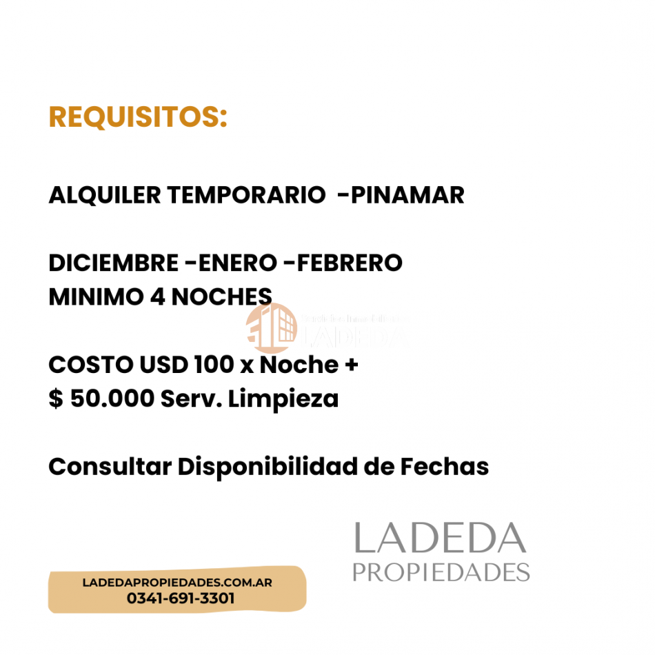 DEPARTAMENTO P.B. EN PINAMAR PARA 4 PERSONAS