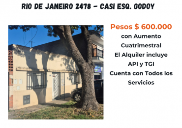 ALQUILO CASA AL FRENTE 2 DORMITORIOS- PATIO Y TERRAZA   - RIO DE JANEIRO 2478